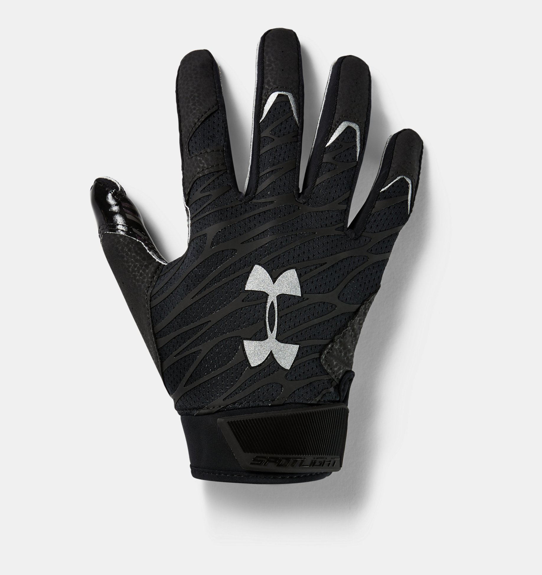 New Under Armour Men's Black/Gold Spotlight WR Football Gloves 